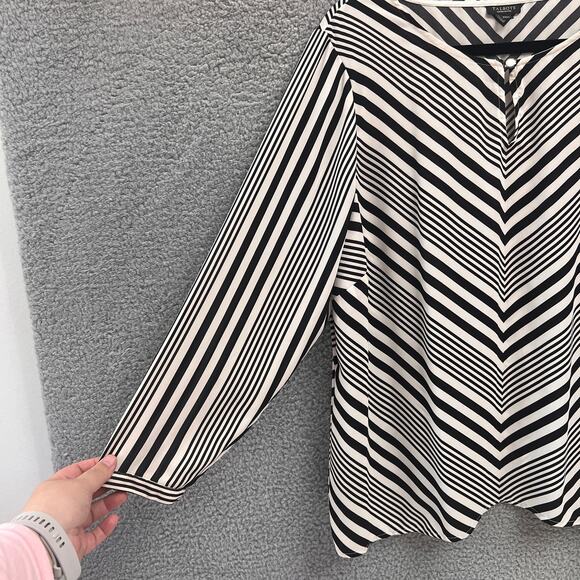 Talbots Women's Top Blouse 2XP Black White Chevron Stripe Long Sleeve Career - Picture 5 of 11